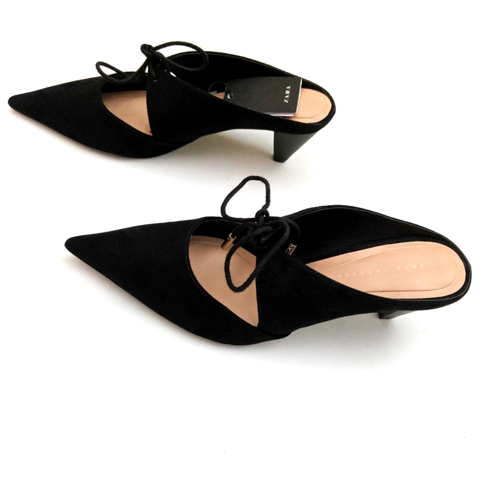 ZARA Black Pointed Toe Mules Size 6 US